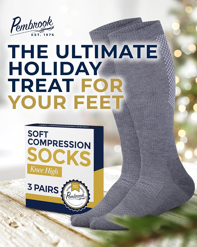 Pembrook® Light Compression Socks for Men & Women - 3 Pairs | 8-15 mmhg Compression Dress Socks for Men | Support Socks - Image 7