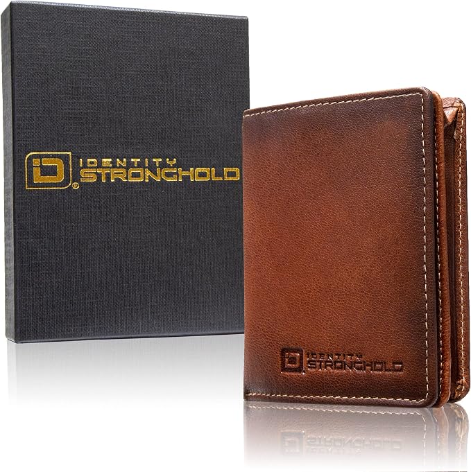 ID Stronghold Waltlet - RFID Blocking Bifold Wallet for Men with Magnetic Clasp - Brown - Image 7