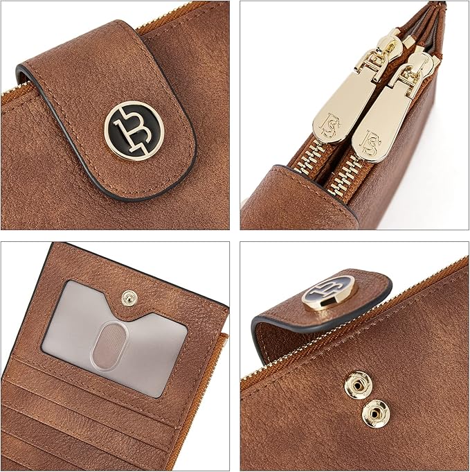 BOSTANTEN Leather Womens Wallet Large RFID Blocking Slim Card Holder | 16 Card Slots, 2 Zipper Pockets, Bifold, Long, Fits Most Purses, Organized Everyday Carry, Ladies Gifts, Retro Brown - Image 4