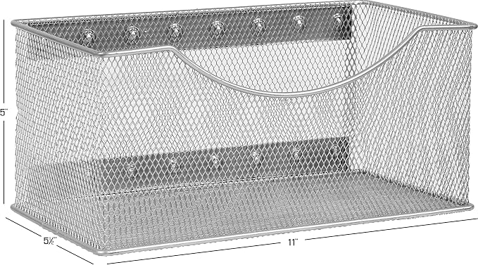 YBM HOME Wire Mesh Magnetic Storage Basket, Trash Caddy, Container, Desk Tray, Office Supply Organizer Silver for Refrigerator/Microwave Oven or Magnetic Surface in Kitchen or Office (1, Large) - Image 3