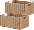 Wicker Storage Basket, Set of 2 Hand-Woven Paper Rope Wicker Basket, Small Storage Baskets for Organizing Toilet Paper, Foldable Large Cube Storage Organizer Bins for Shelves (Natural) by Vagusicc