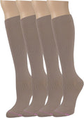 Dr. Motion 4 Pairs Graduated Compression Knee-hi Women's Socks (Beige) by Dr.+Motion