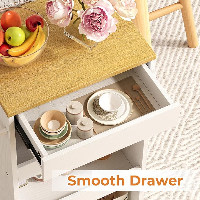IRONCK Slim Storage Rolling Cart with Drawer and Handle, 11.8" W White | Wood Storage Cart on Wheels with Handle, 4 Tier Utility Cart Compact 11.8" Wide, Fits Kitchen Laundry Bathroom - Image 4