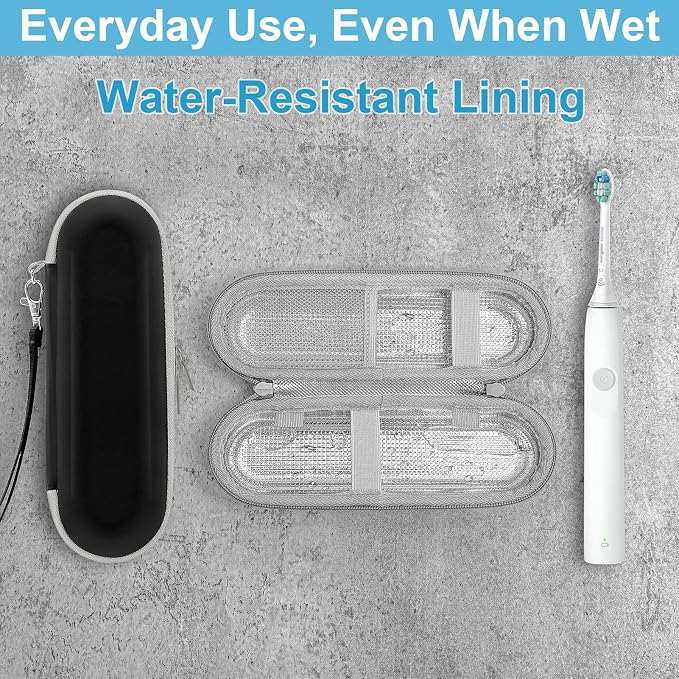 ICIMBI Electric Toothbrush Travel Case for Philips Sonicare 4100 6100 5100 6500 Series Electric Toothbrush, Hard EVA Toothbrush Protective Holder, Water-Resistant（Includes 2 Brush Head Covers） - Image 8
