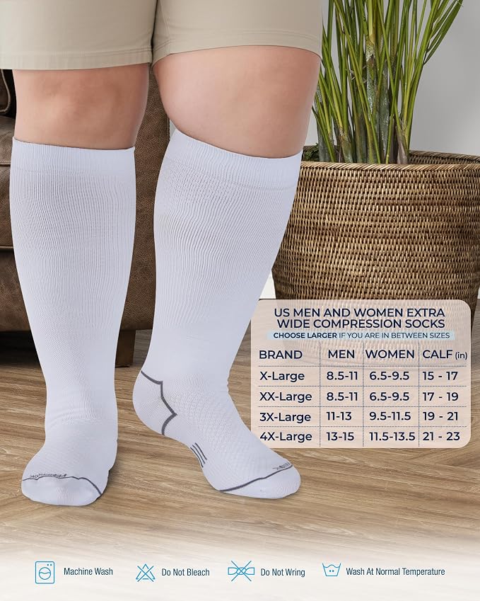 Pembrook Plus Size Compression Socks for Women Wide Calf - 3 Pairs, 20-30mmHg Extra Wide Calf Compression Socks, Up to 4XL - Image 6