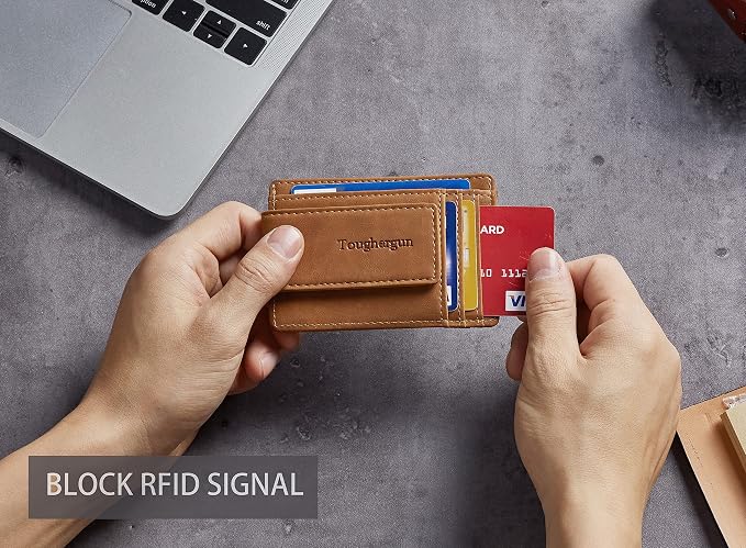 Toughergun Slim Wallet for Men RFID Blocking Money Clip, Minimalist Front Pocket Credit Card Holder, Magnetic Thin Mens Wallets with ID Window - Image 6
