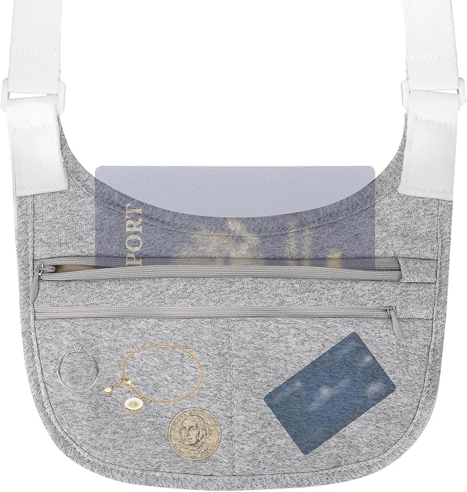 Travel Money Belt Cashsafe Anti Theft Travel Wallet, Fanny Packs for Passport Holder Hidden Under Clothes, Running Bag to Carry Phone Keys (Grey) - Image 7
