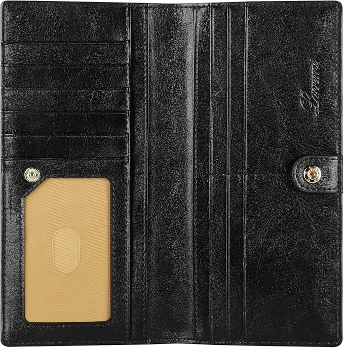 Ultra Slim Thin Leather Women Wallet RFID Blocking Credit Card Holder Bifold Long Ladies Billfold - Image 3