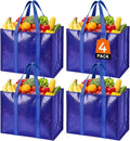 Reusable Grocery Bags, Waterproof & Foldable Shopping Bags Stand Upright | Heavy Duty Shopping Tote Bags, Waterproof & Foldable with Long Handles for Bulk Shopping, Versatile Storage 4 Pack-42L by WiseLife