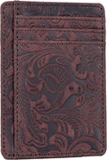 Leather Slim Minimalist RFID Blocking Front Pocket Wallet, Brown, Credit by OakLeathers
