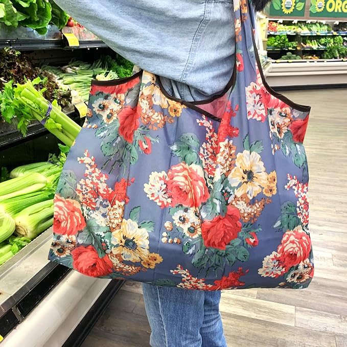 allydrew Large Foldable Tote Nylon Reusable Grocery Bags, Hawaiian Fun - Image 2