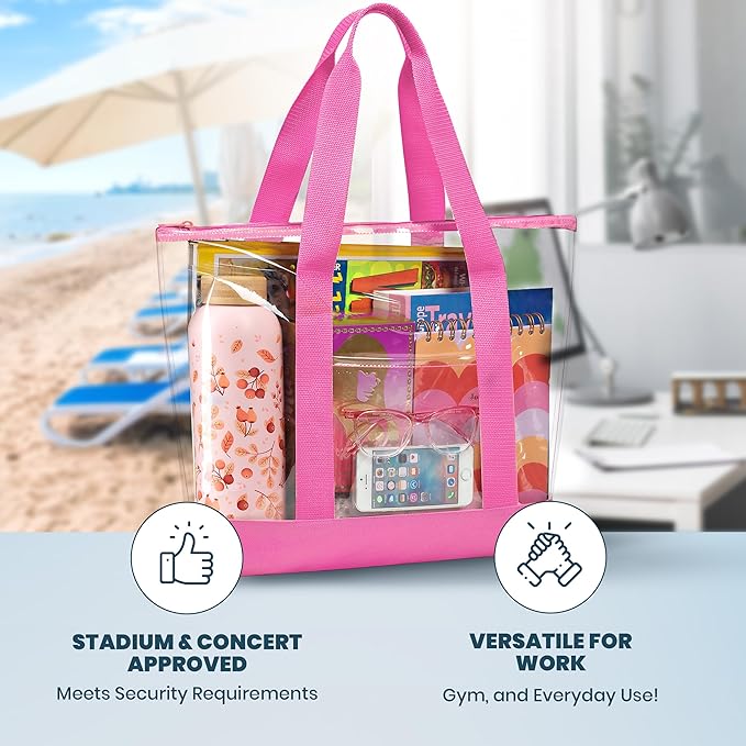 Handy Laundry Clear Tote Bag - Zipper Closure, Long Shoulder Strap, Fabric Trimming. - Image 5