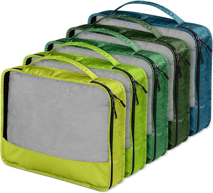 5 Pcs Packing Cubes for Suitcase Large Travel Cubes Carry on Luggage Organizer Bags for Clothes Accessories(L,Green) - Image 5