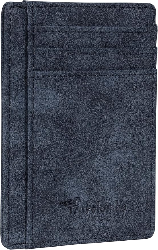 Travelambo Slim Wallet Front Pocket Minimalist Leather RFID Blocking Medium Size by Travelambo