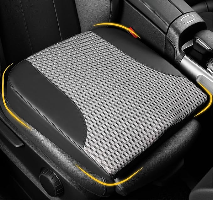 Lofty Aim Car Seat Cushion, Car Seat Pillow, Automotive Cushion | Memory Foam Car Seat Cushion for Long Driving, Butt Pillow for Pain Relief, Driver Seat Cushion for Car, Office, Black&Gray by LoftyAim