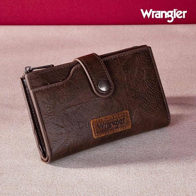 Wrangler Wallet for Women Bifold Card Holder with Zipper and ID Window - Image 6