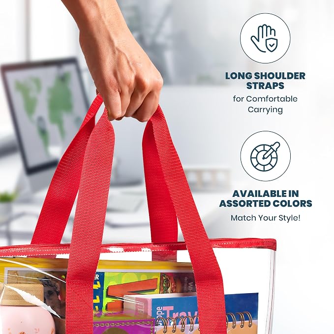 Handy Laundry Clear Tote Bag - Zipper Closure, Long Shoulder Strap, Fabric Trimming. - Image 6