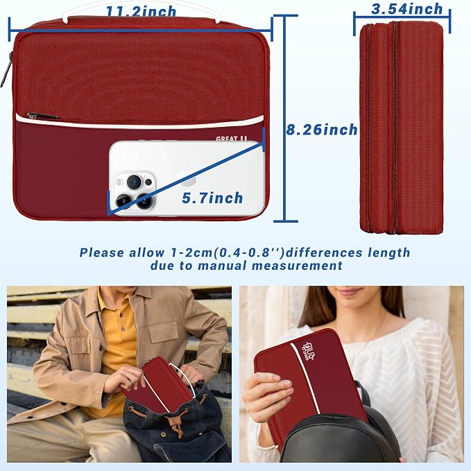 Electronics Organizer,Travel Cord Organizer Pouch,Cable Organizer Bags | Waterproof Electronic Accessories Storage Case for Cables, Cords, Charger, Phone (Three Layer-Winered) - Image 3