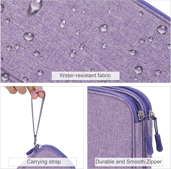 FYY Electronic Organizer, Travel Tech Pouch Bag, Medium, Dark Purple | Wrist Strap, Waterproof, Double Layers Portable Electronics Travel Carrying Case for Cord, Charger, Daily Business Trips Use - Image 4