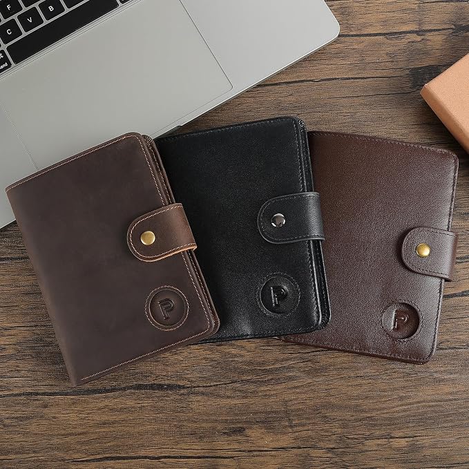 Polare Luxury RFID Blocking Leather Passport Holder Travel Wallet For Men and Women (Coffee with AirTag Slot(Snap Version)) - Image 5