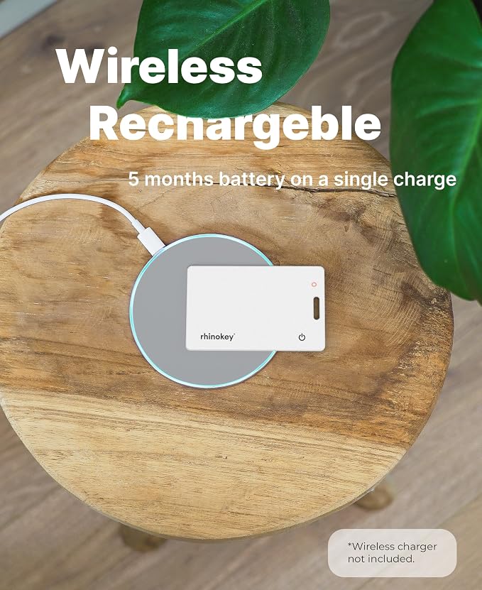 Rhinokey® Wallet Tracker Card Compatible with Apple Find My 0.07 inch IP68 | (iOS Only) Slim 0.07in Rechargeable IP68 Waterproof Tracker Item Finder Credit Card Tracker with Keychain Hole for Luggage - Image 5