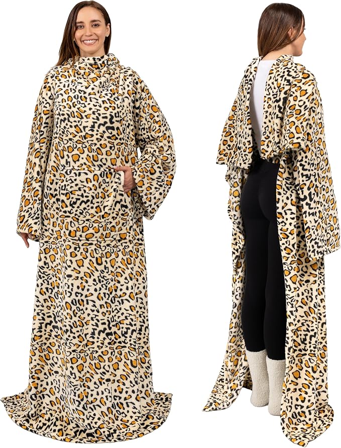 PAVILIA Blanket with Sleeves for Adult Women Men, Soft Warm Wearable Blanket Fleece Wrap Throw, Robe Blanket Gift - Image 3