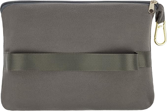 BlueHills Lightweight Travel Blanket Pillows Compact for Two Airplane Traveling Essentials Flight Throws in Bag case with Backpack Clip Compact Large Plane Accessories – Gray and Beige - Image 8