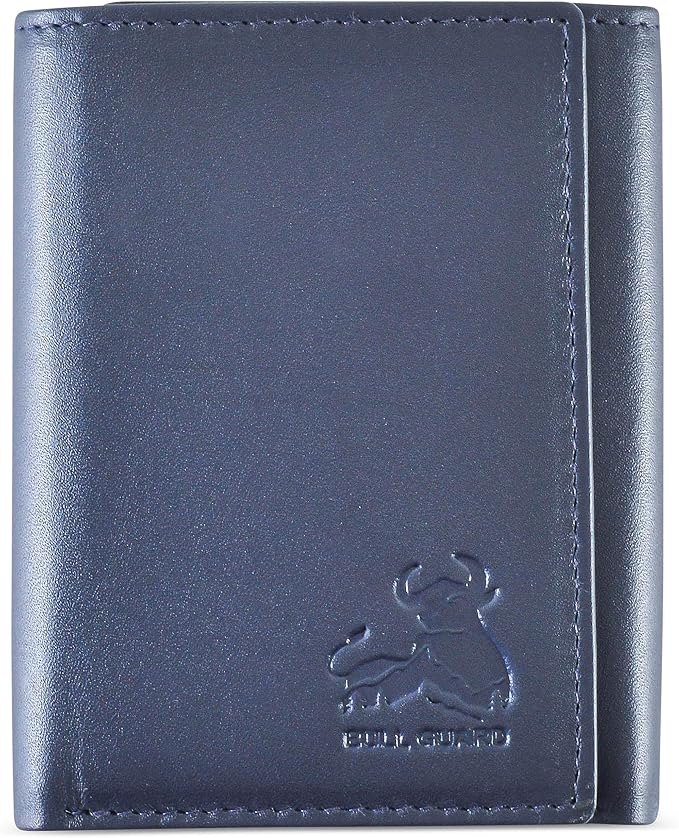BULL GUARD Leather Wallet for Men with RFID Blocking in Mountain Sky Blue Crafted from Top Grain Leather Premium Nappa with Tight Stitching, Elegant Trifold Design that Fits in Any Pocket, Gift Box by BullGuard