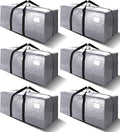6 Pack Heavy Duty Extra Large Moving Bags W/Backpack Straps - Strong Handles & Zippers, Storage Totes For Space Saving, Fold Flat, Alternative to Box and Bin (40 gal, Silver) by VELVETSURE