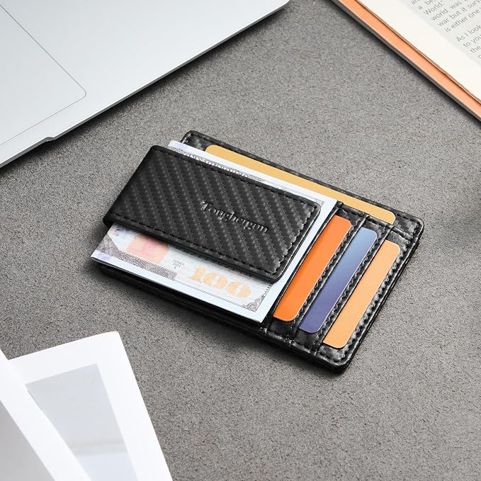 Toughergun Slim Wallet for Men RFID Blocking Money Clip, Minimalist Front Pocket Credit Card Holder, Magnetic Thin Mens Wallets with ID Window - Image 3