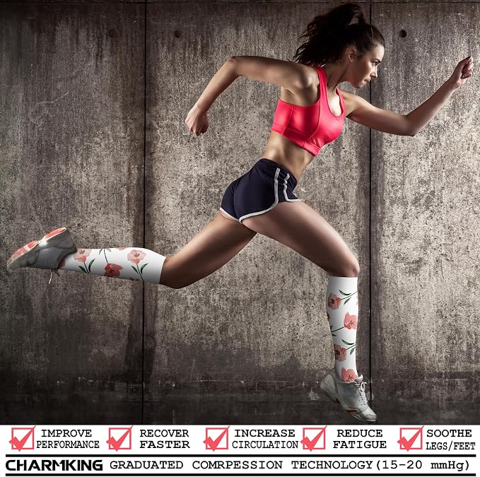 CHARMKING Compression Socks for Women & Men Circulation (3 Pairs) 15-20 mmHg is Best Support for Athletic Running Cycling - Image 2
