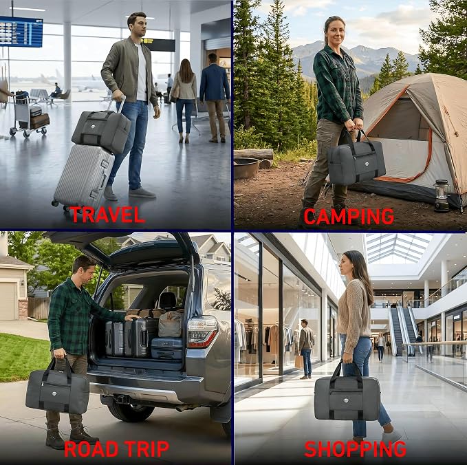 Nomad USA Travel Tote Bag for Men/Women 40L Weekender Overnight Carry on Luggage Bag Foldable/Collapsible Everyday Duffle Travel Bag for Camping, Road Trip, Shopping Handle & Shoulder Carry - Image 6
