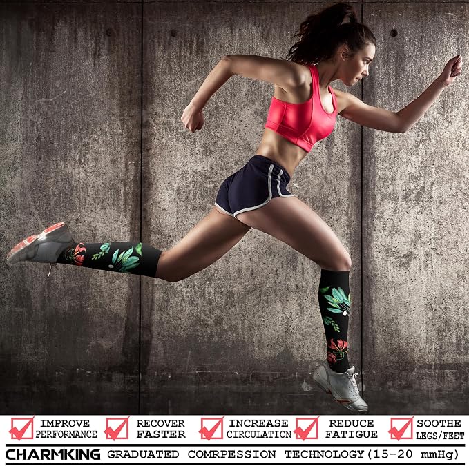 CHARMKING Compression Socks for Women & Men Circulation (3 Pairs) 15-20 mmHg is Best Support for Athletic Running Cycling - Image 2