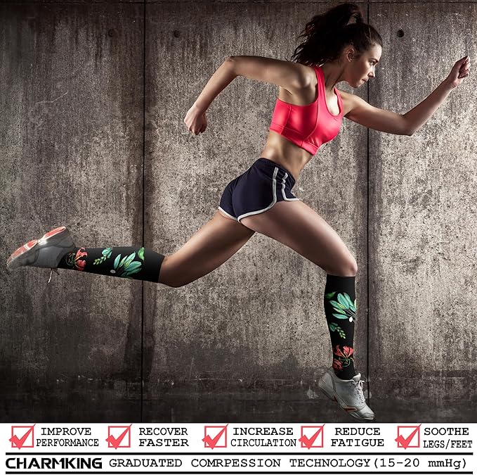 CHARMKING Compression Socks for Women & Men Circulation (3 Pairs) 15-20 mmHg is Best Support for Athletic Running Cycling - Image 2