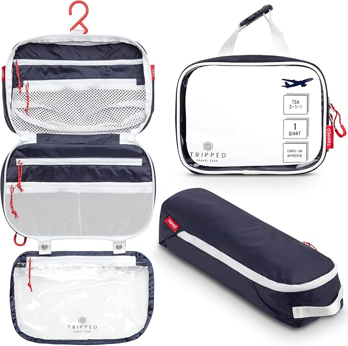 TRIPPED Travel Gear 3-Piece Travel Toiletry Bag Set | Includes Hanging Toiletry Bag, 311 TSA Liquid Bag, and Accessory Organizer Pouch with Lightweight Ripstop Construction by TRIPPEDTravelGear