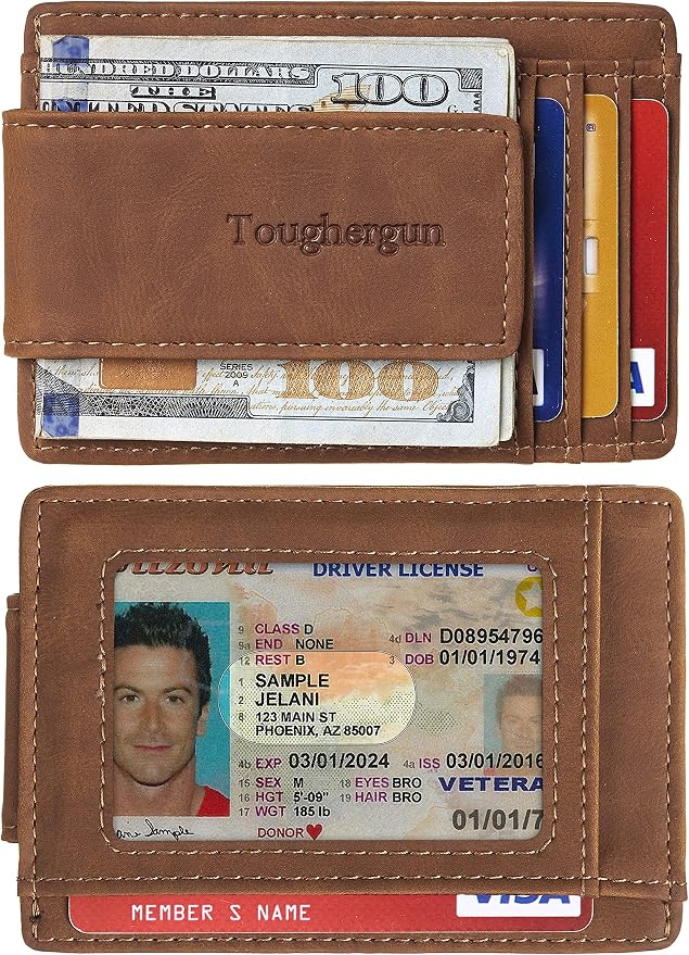 Toughergun Slim Wallet for Men RFID Blocking Money Clip, Minimalist Front Pocket Credit Card Holder, Magnetic Thin Mens Wallets with ID Window - Image 2
