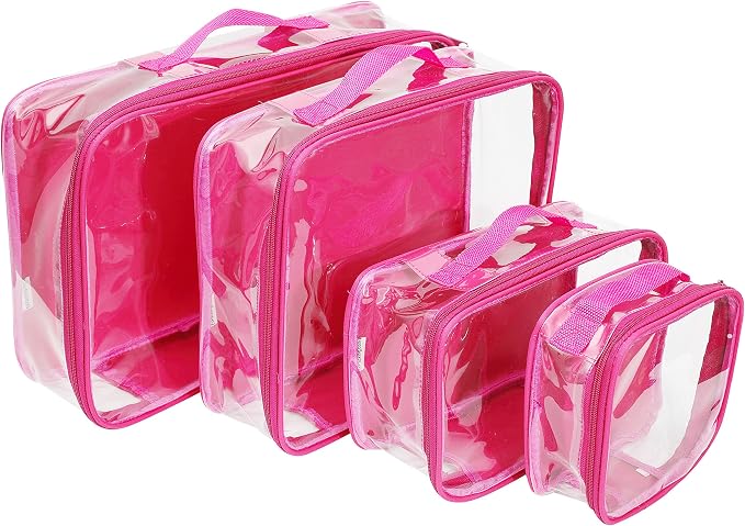 Clear Packing Cubes set of 4 / Packs 7-10 Days of Clothes/Premium PVC Plastic Storage Bags by EzPacking