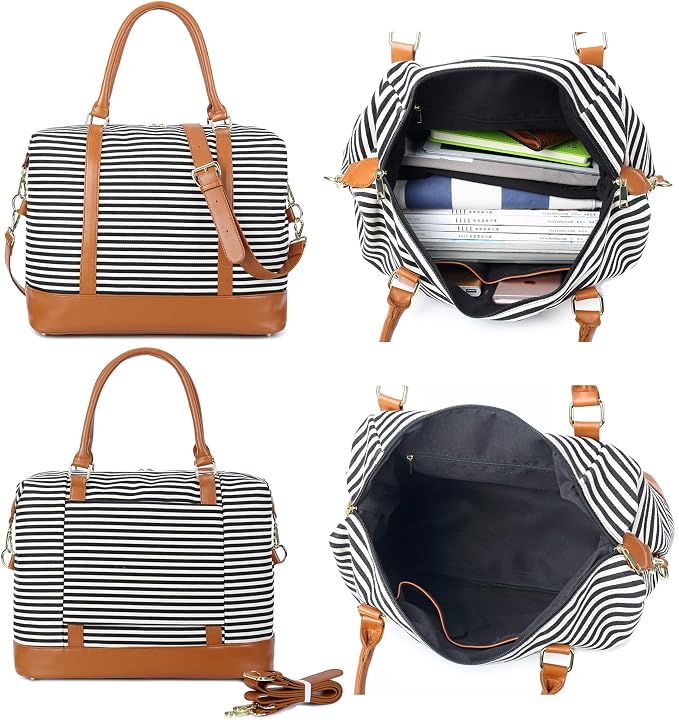 Bluboon Travel Tote Bags with Zipper Ladies Canvas Bag Weekender Overnight Bag for Women Carry on Duffel Bag Trolley Sleeve - Image 5