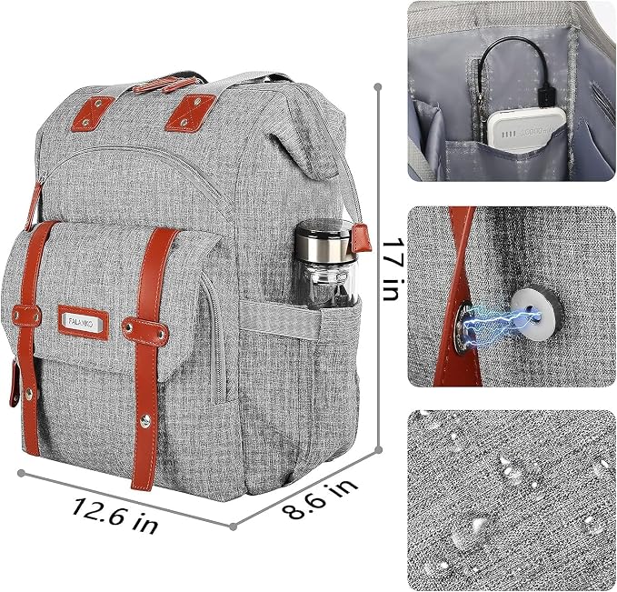 FALANKO Laptop Backpack for Women, Work Doctor Teacher Nurse Wide Open College School Student 17.3 Inch Laptops Bookbag Purse Travel RFID Computer Bag for Men Women Girls Grey - Image 5