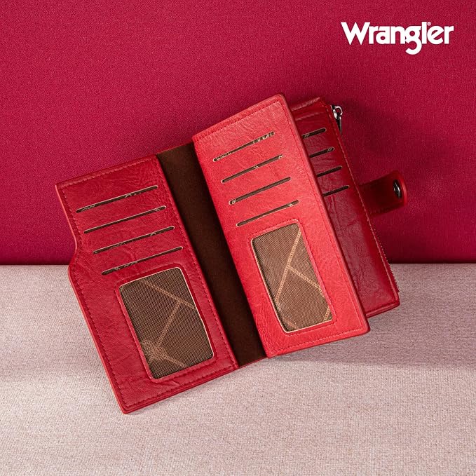 Wrangler Wallet for Women Bifold Card Holder with Zipper and ID Window - Image 2