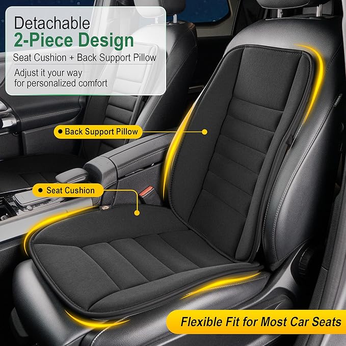 kingphenix 5-Piece Car Seat Cushion Set with Back Support | Memory Foam Car Cushion for Long Driving, Truck, Office Chair, Tailbone and Lower Back Support - Image 3