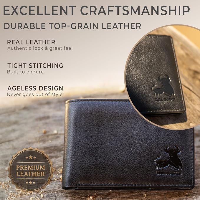BULL GUARD Expedition Series Bifold Leather Wallet for Men RFID Blocking, Top Grain Cowhide, Flip-Up ID Window, Compact & Durable Everyday Carry Wallet for Travel, Work & Outdoors, Ready to Gift - Image 7