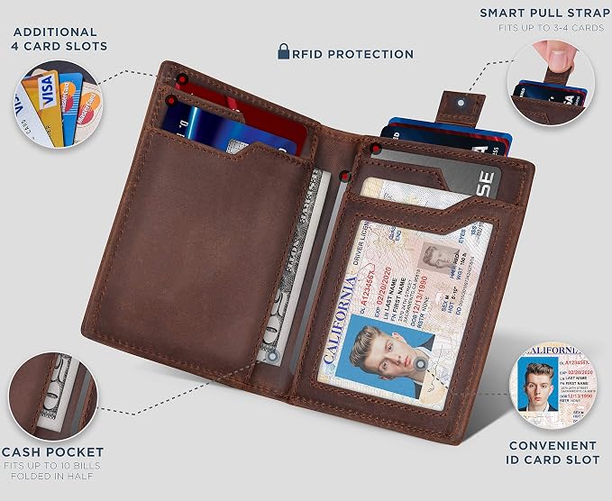 SERMAN BRANDS - Wallets for Men Slim Mens leather RFID Blocking Minimalist Card Front Pocket Bifold Travel Thin - Image 4