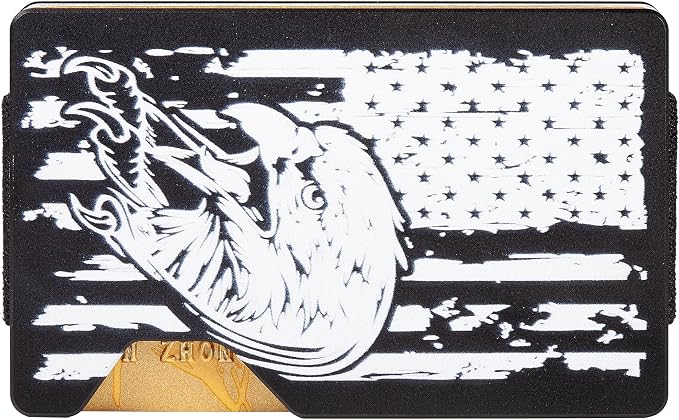 Minimalist Wallet for Men, Slim Metal RFID Blocking Wallet Credit Card Holder Money Clip & Cash Strap, Scratch-Resistant Holds 15 Cards,Ideal Gift for Men | Patriot Eagle Flag - Image 2