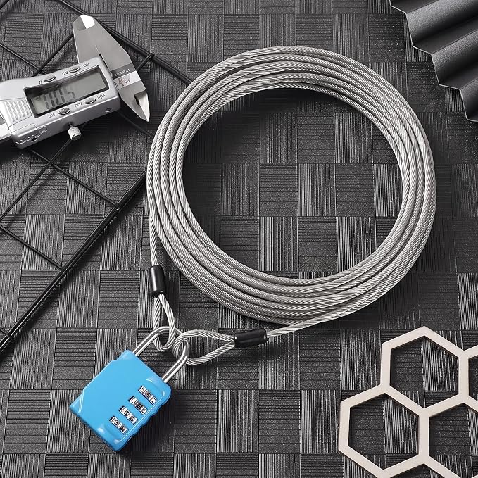 12 Pack Security Cable Luggage Lock with Loops 15 ft 3mm Braided Steel Coated Bike Cable Wire Double Loop Anti Theft Safety for U Lock, Padlock and Disc(Clear) - Image 6