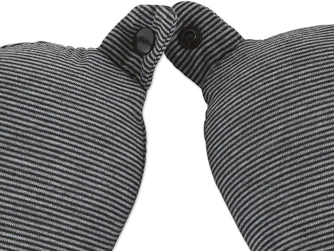 Bucky Jersey Stripe Travel Comfort, Travel Accessories, Memory Foam Neck Pillow, Black Stripe, One Size - Image 3
