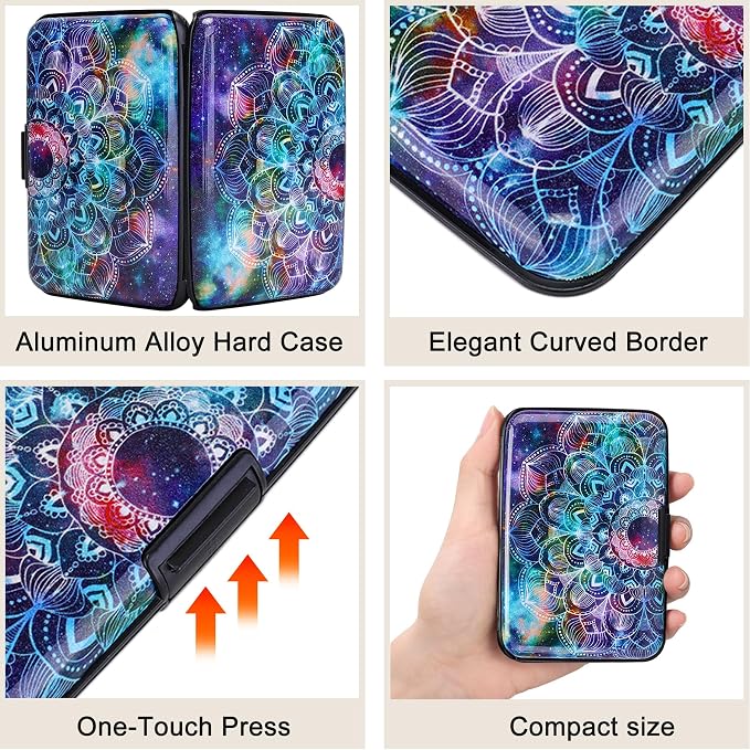 Mini RFID Aluminum Wallet Credit Cards Holder Business Card Case Metal ID Case for Men Women (Acolorful) - Image 3