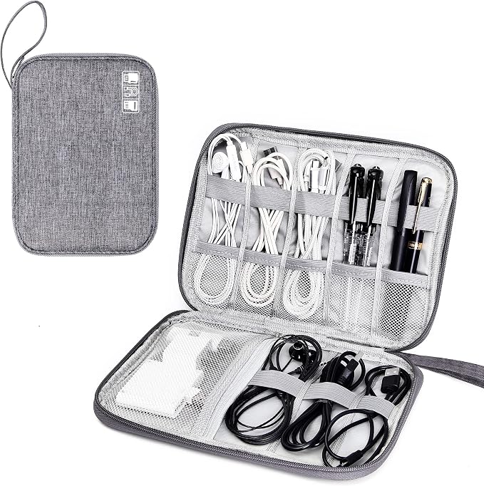 SELLYFELLY Travel Electronics Organizer Portable Cable Organizer Bag for Storage Electronic Accessories Case for Cord,Phone,Charger,Flash Drive (Gray) by SELLYFELLY