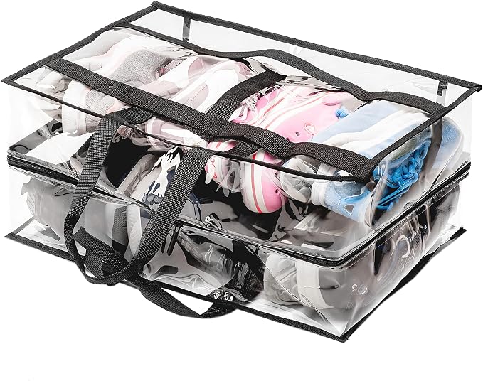 Shoe Travel Bag for Shoes - Travel Shoe Organizer - Portable Luggage Shoes Carrier Sneaker Bag - Shoe Storage Case (Clear, 8 Pairs) by Olanmark