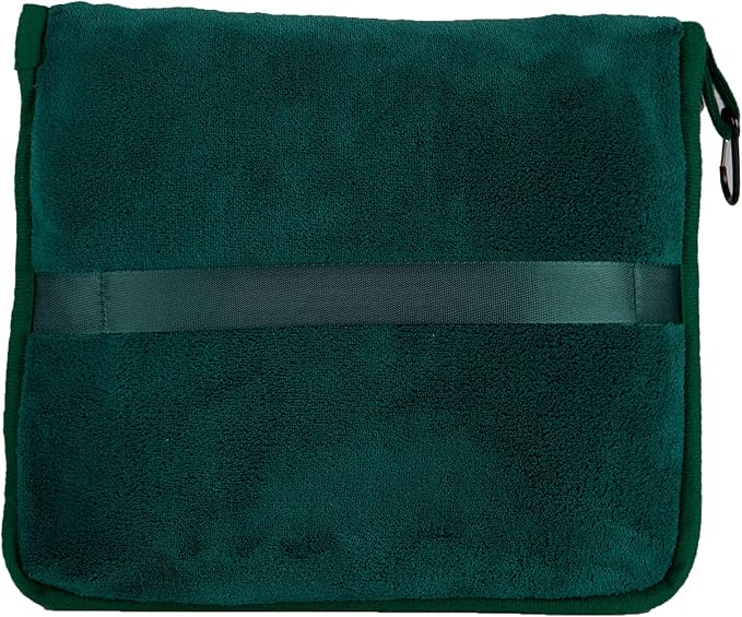 BlueHills Premium Soft Travel Blanket Pillow Flight Traveling - Dark Green | Soft Bag Pillowcase with Hand Luggage Belt & Backpack Clip, Compact Portable Throw Blanket for Airplane Cruise Travel Comfort - Image 8